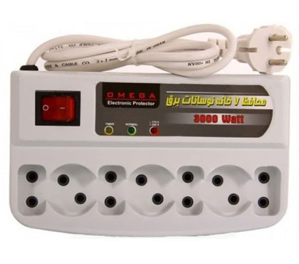 چند راهی برق و محافظ برق کامپیوتر 7 خانه امگا طول 3 متر - یزد موبایل